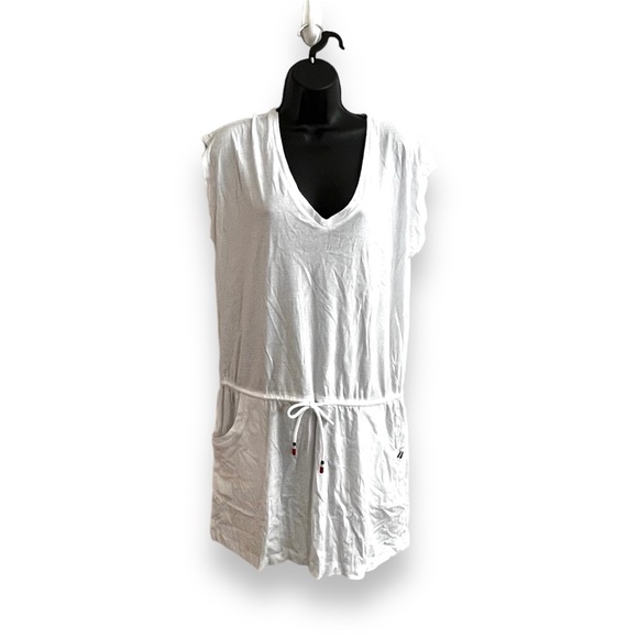 Tommy Hilfiger Other - Tommy Hilfiger Women's white Printed Tie-Waist V-Neck Swim Dress Cover-Up S/Med